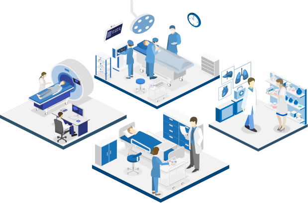 Isometric Hospital rooms